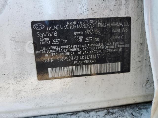 VIN 5NPE24AF4KH741431 2019 HYUNDAI SONATA no.10