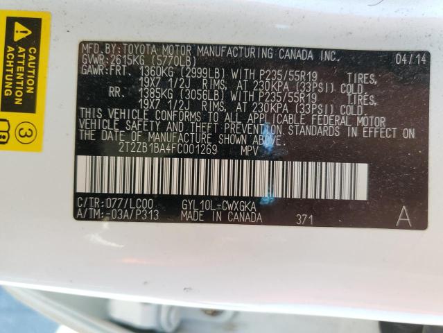2015 LEXUS RX 450H 2T2ZB1BA4FC001269