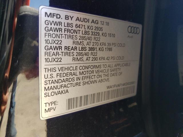 2019 AUDI Q8 PRESTIG WA1FVAF14KD020551