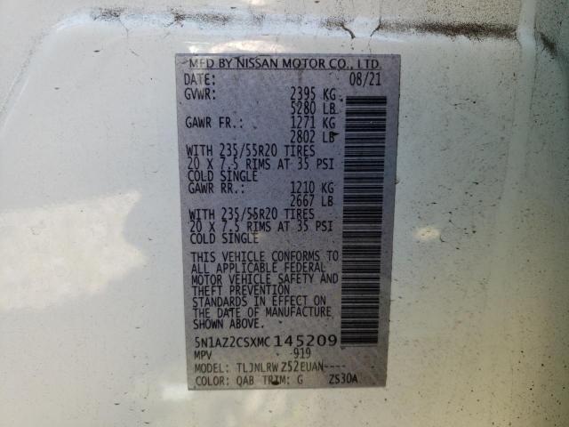 2021 NISSAN MURANO SL 5N1AZ2CSXMC145209