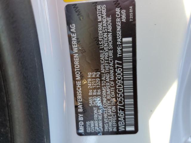 2016 BMW 650 XI WBA6F7C55GD930677