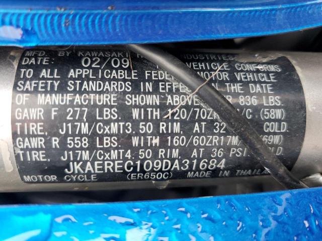 2009 KAWASAKI ER650 C JKAEREC109DA31684
