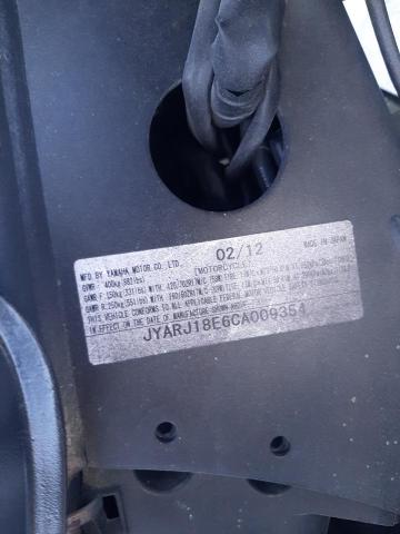 2012 YAMAHA FZ6 R JYARJ18E6CA009354