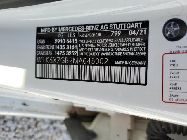 2021 MERCEDES-BENZ S MERCEDES W1K6X7GB2MA045002