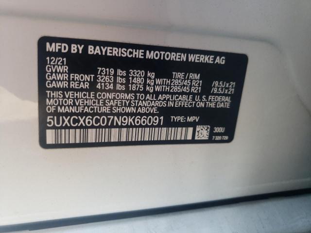 2022 BMW X7 M50I 5UXCX6C07N9K66091