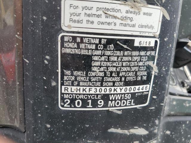 2019 HONDA WW150 RLHKF3009KY000446