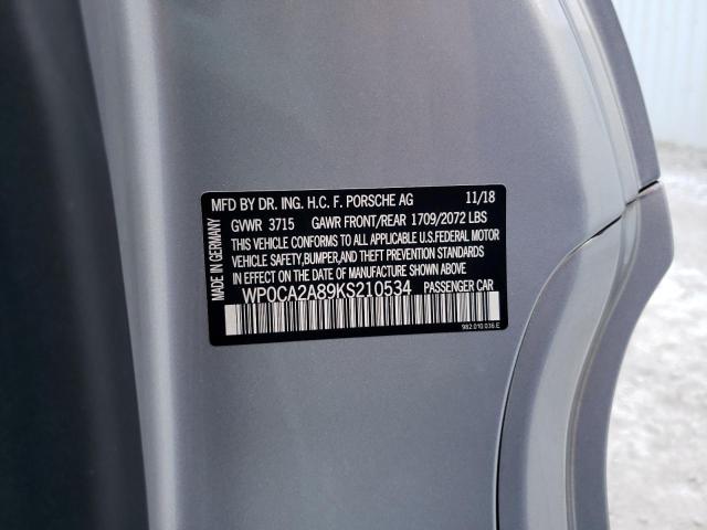 2019 PORSCHE BOXSTER BA WP0CA2A89KS210534