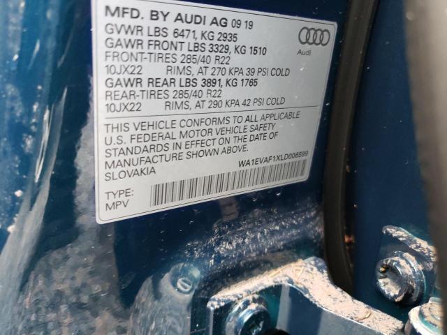 2020 AUDI Q8 PREMIUM WA1EVAF1XLD006599
