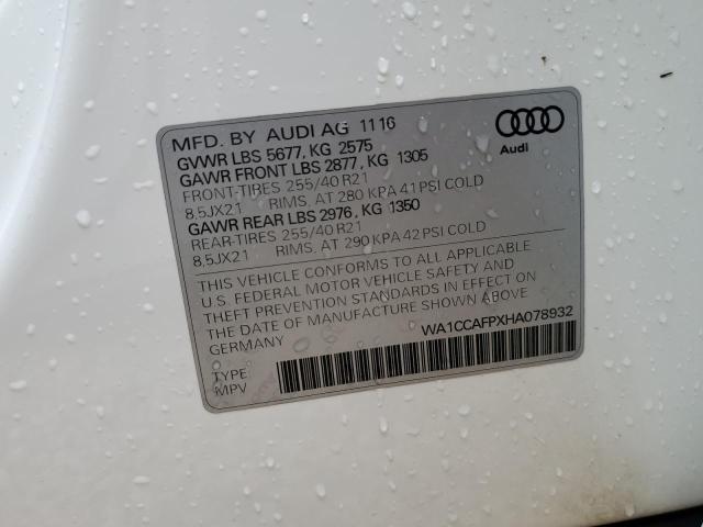 2017 AUDI SQ5 PREMIU WA1CCAFPXHA078932