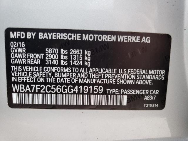 2016 BMW 750I XDRIV WBA7F2C56GG419159