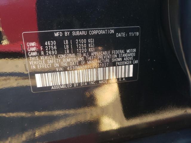 2020 SUBARU LEGACY 4S3BWAB65L3011027