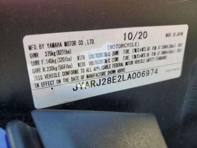 2020 YAMAHA YZF-R6 - JYARJ28E2LA006974