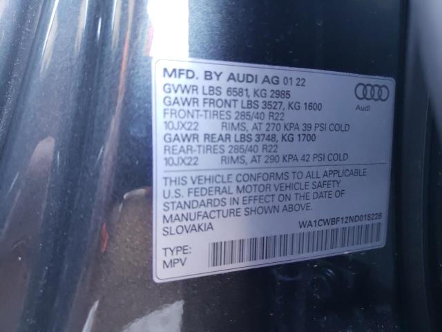 2022 AUDI SQ8 PRESTI WA1CWBF12ND015228