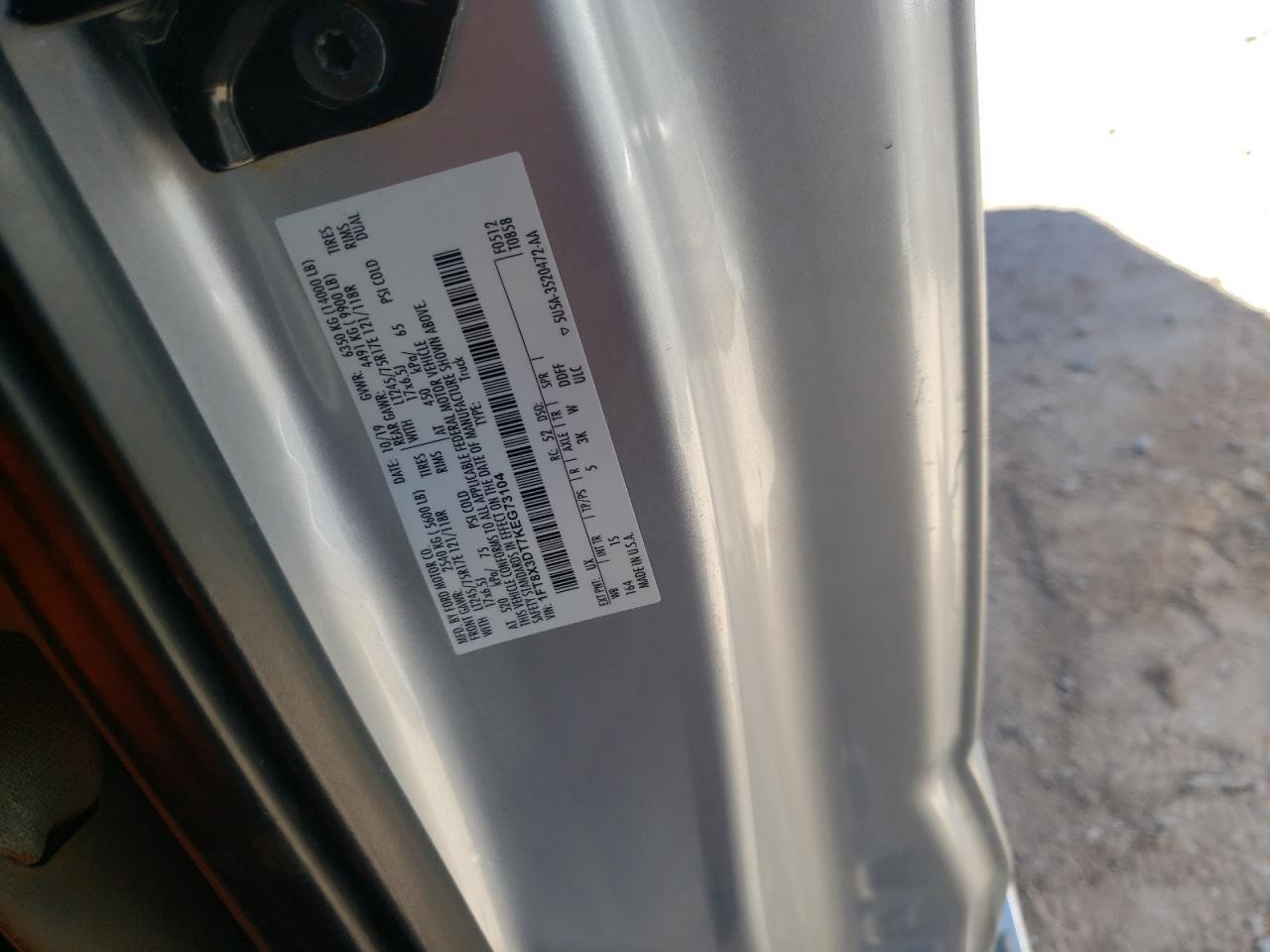 1FT8X3DT7KEG73104 FORD F350 2019