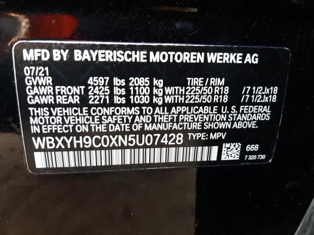 2022 BMW X2 SDRIVE2 WBXYH9C0XN5U07428