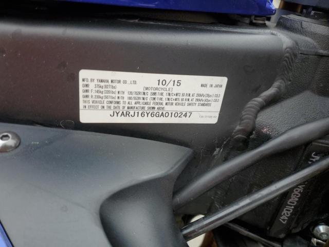 2016 YAMAHA YZFR6 C JYARJ16Y6GA010247