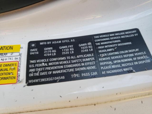 2016 BUICK CASCADA PR W04WT3N5XGG104546