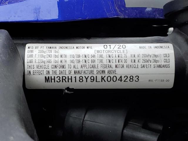 2020 YAMAHA YZFR3 A MH3RH18Y9LK004283