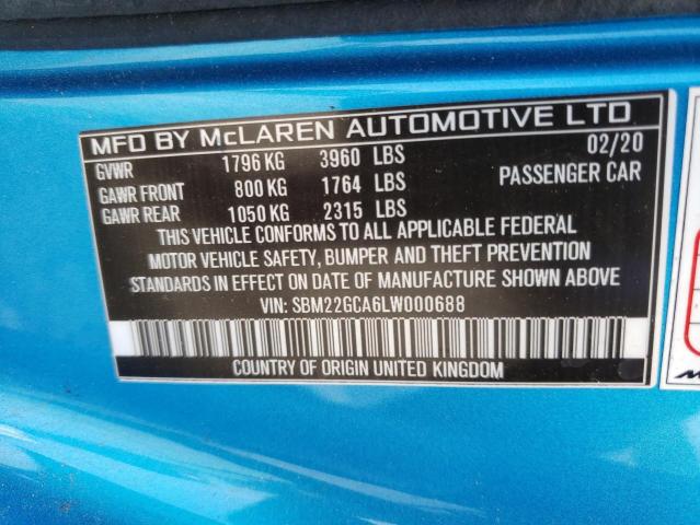 2020 MCLAREN AUTOMOTIVE GT SBM22GCA6LW000688