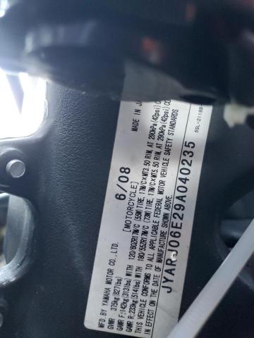 2009 YAMAHA YZFR6 S JYARJ06E29A040235