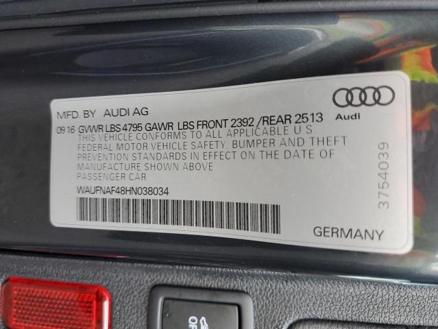 2017 AUDI A4 PRESTIG WAUFNAF48HN038034