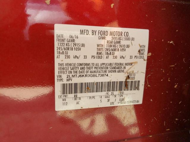 2016 LINCOLN MKX SELECT 2LMTJ6KR3GBL73874