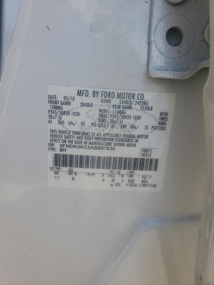 2010 Ford Edge Limited VIN: 2FMDK3KC5ABB57930 Lot: 60122645