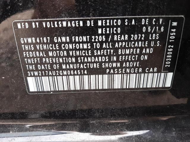 2016 VOLKSWAGEN GOLF S/SE 3VW217AU2GM064514