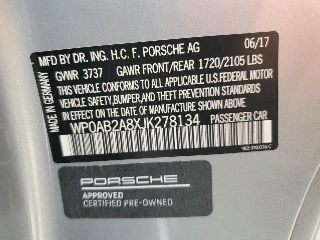 2018 PORSCHE CAYMAN S WP0AB2A8XJK278134