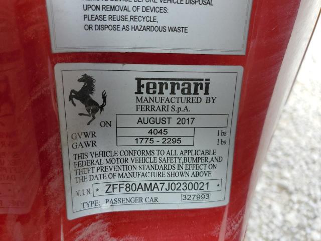 2018 FERRARI 488 SPIDER ZFF80AMA7J0230021