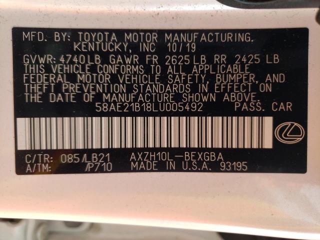 2020 LEXUS ES 300H LU 58AE21B18LU005492