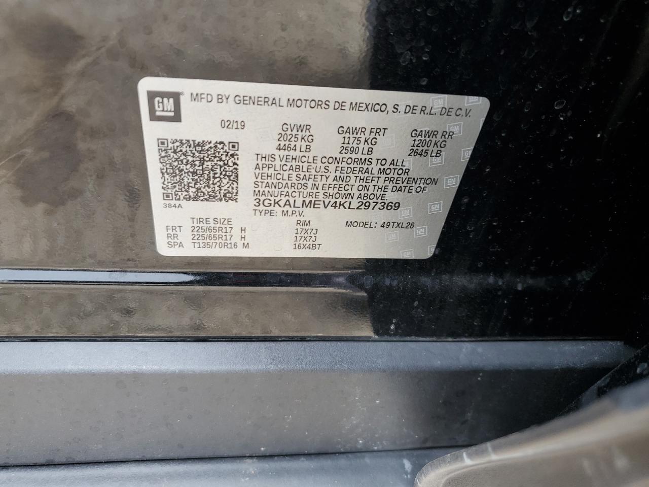 3GKALMEV4KL297369 2019 GMC Terrain Sle