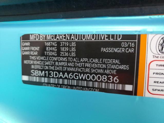 2016 MCLAREN AUTOMOTIVE 570S SBM13DAA6GW000836