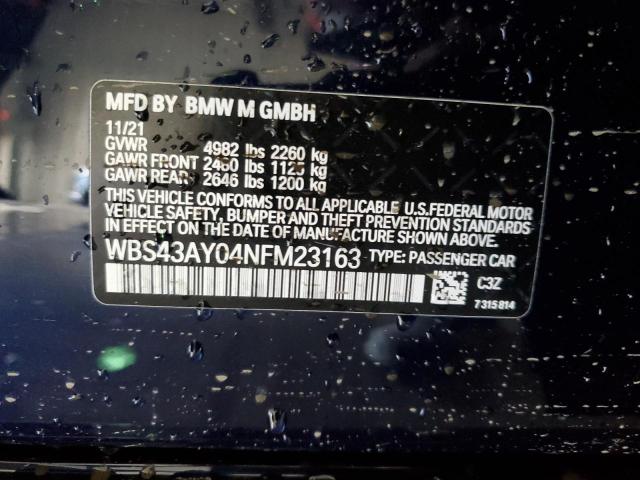 2022 BMW M3 COMPETI WBS43AY04NFM23163