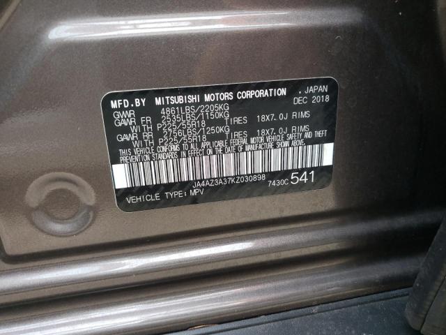 VIN JA4AZ3A37KZ030898 2019 MITSUBISHI OUTLANDER no.10