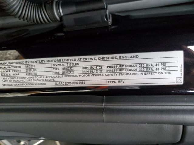 2018 BENTLEY BENTAYGA SJAAC2ZV5JC022986