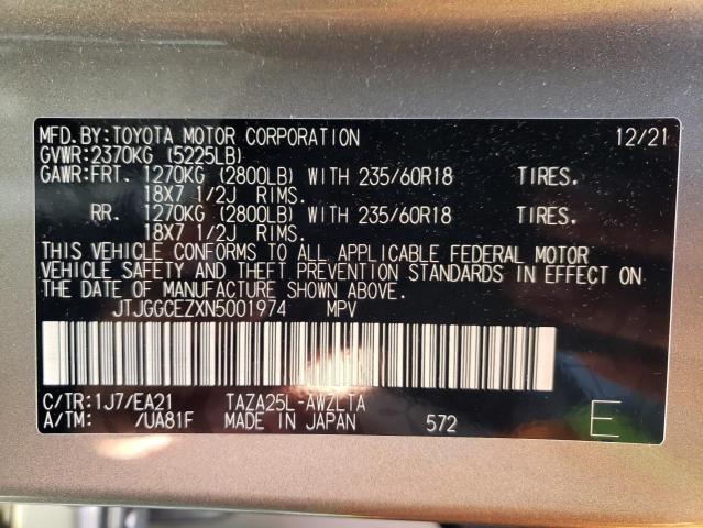 2022 LEXUS NX 350 JTJGGCEZXN5001974