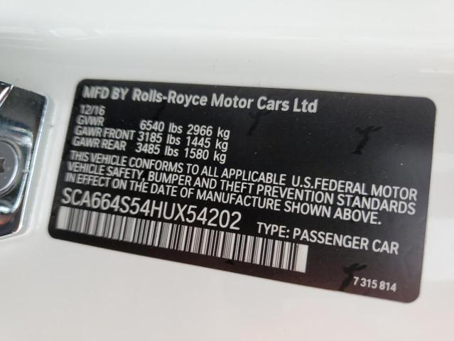 2017 ROLLS-ROYCE GHOST SCA664S54HUX54202