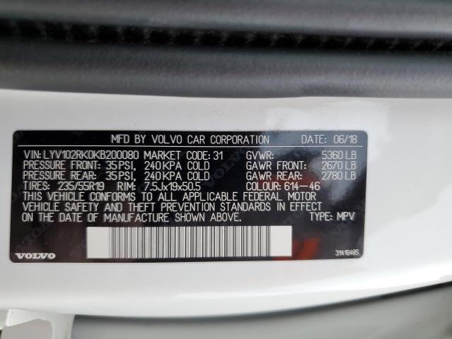 2019 VOLVO XC60 T5 LYV102RK0KB200080