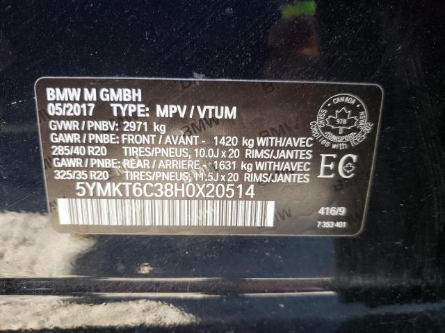 2017 BMW X5 M 5YMKT6C38H0X20514