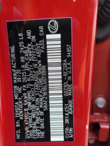 2020 LEXUS ES 350 ULT 58AFZ1B16LU073998