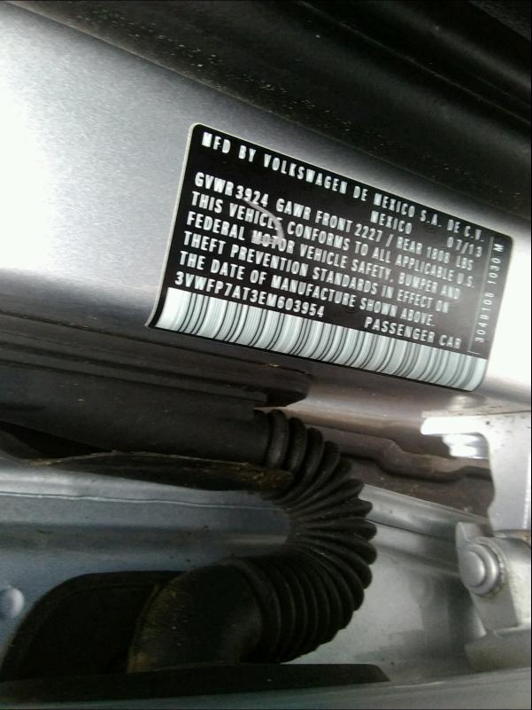 2014 VOLKSWAGEN BEETLE 3VWFP7AT3EM603954