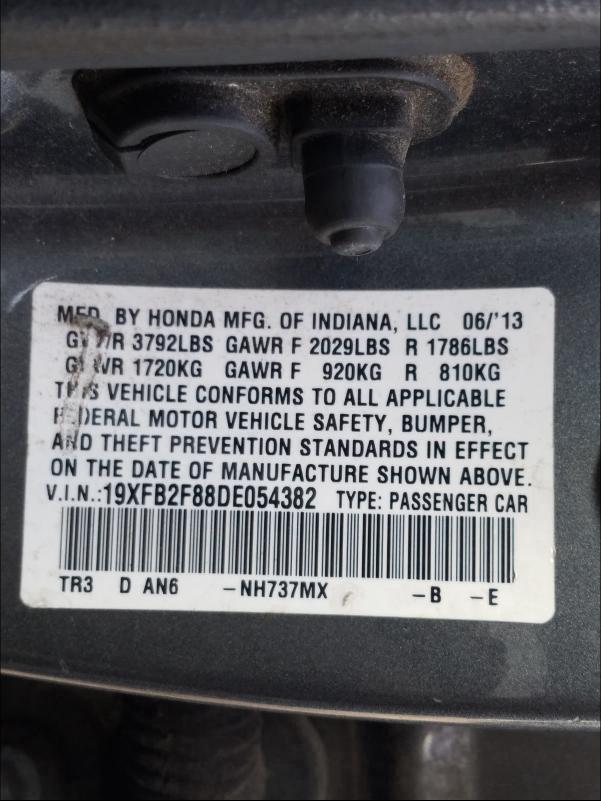 2013 HONDA CIVIC EX 19XFB2F88DE054382