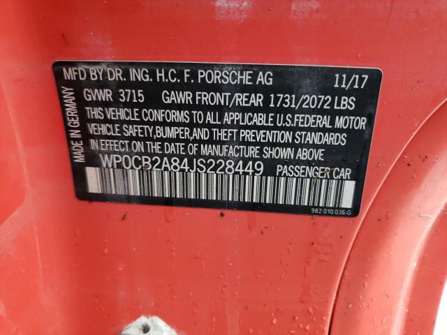 2018 PORSCHE BOXSTER S WP0CB2A84JS228449