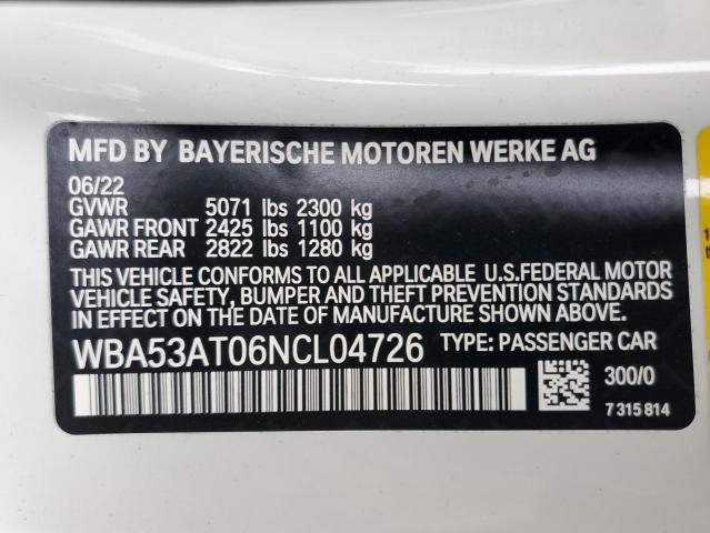 2022 BMW M440I WBA53AT06NCL04726