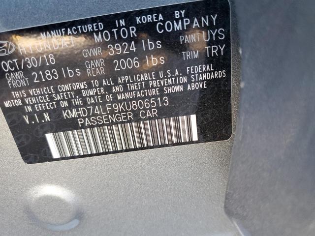 2019 HYUNDAI ELANTRA SE - KMHD74LF9KU806513