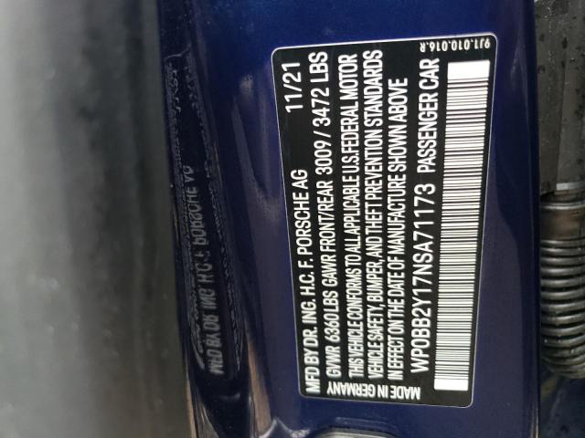 2022 PORSCHE TAYCAN CRO WP0BB2Y17NSA71173