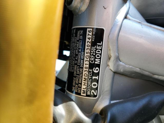 2016 HONDA CRF250 L MLHMD3813G5302476