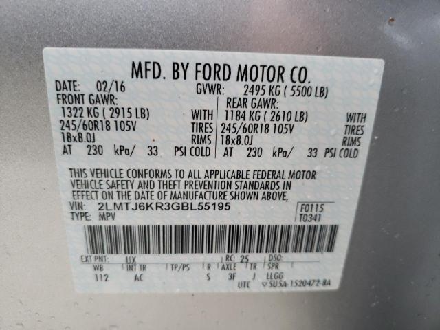 2016 LINCOLN MKX SELECT 2LMTJ6KR3GBL55195