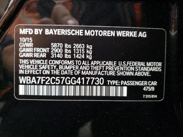 2016 BMW 750I XDRIV WBA7F2C57GG417730